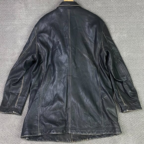 The Territory Ahead Leather Jacket Mens XLT Black Distressed Heavyweight XL Tall - Picture 5 of 16